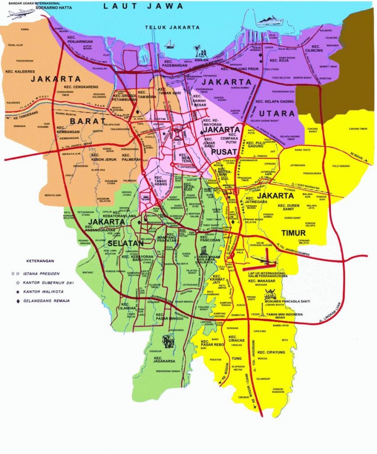kaart van Jakarta attracties