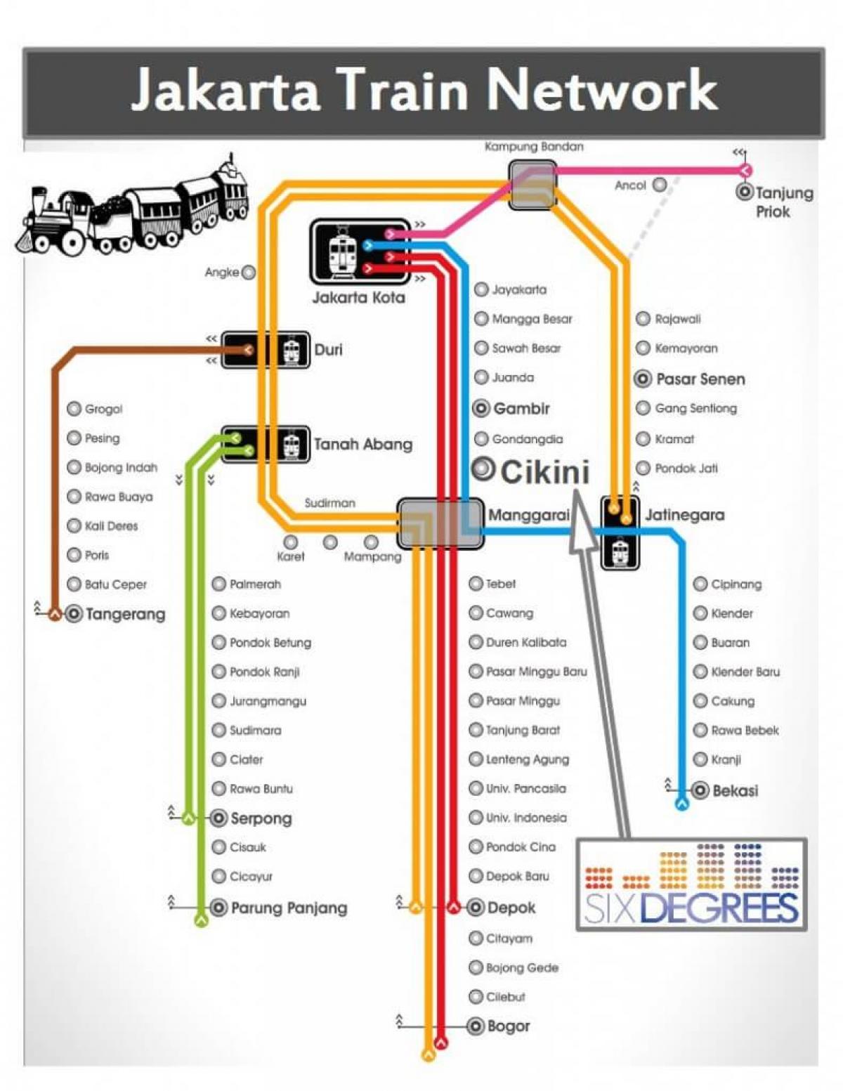 Jakarta spoorweg kaart