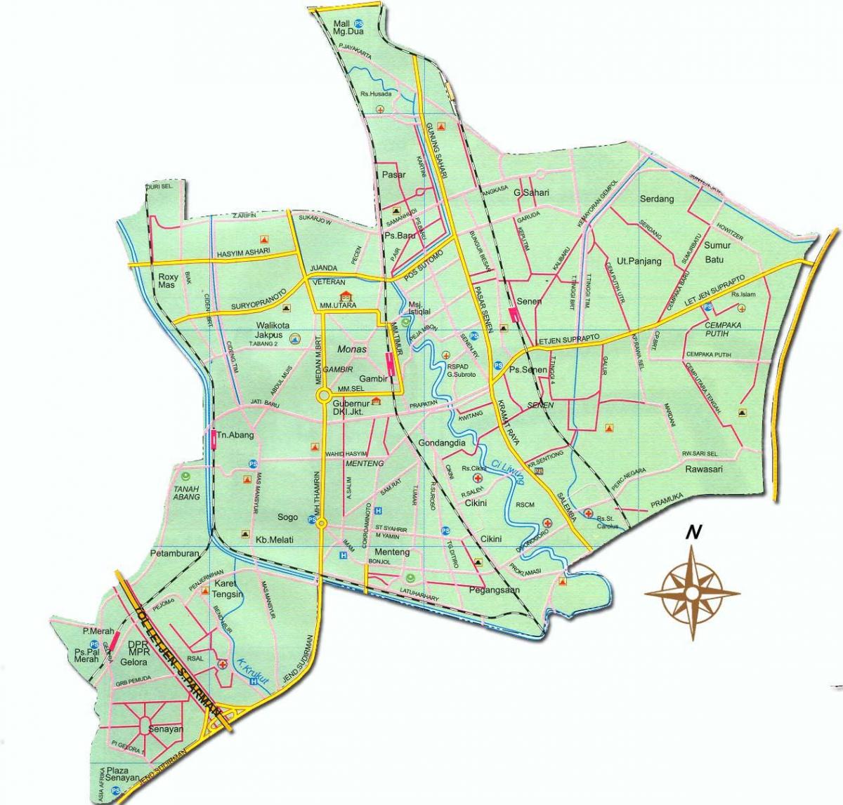 kaart van Jakarta pusat