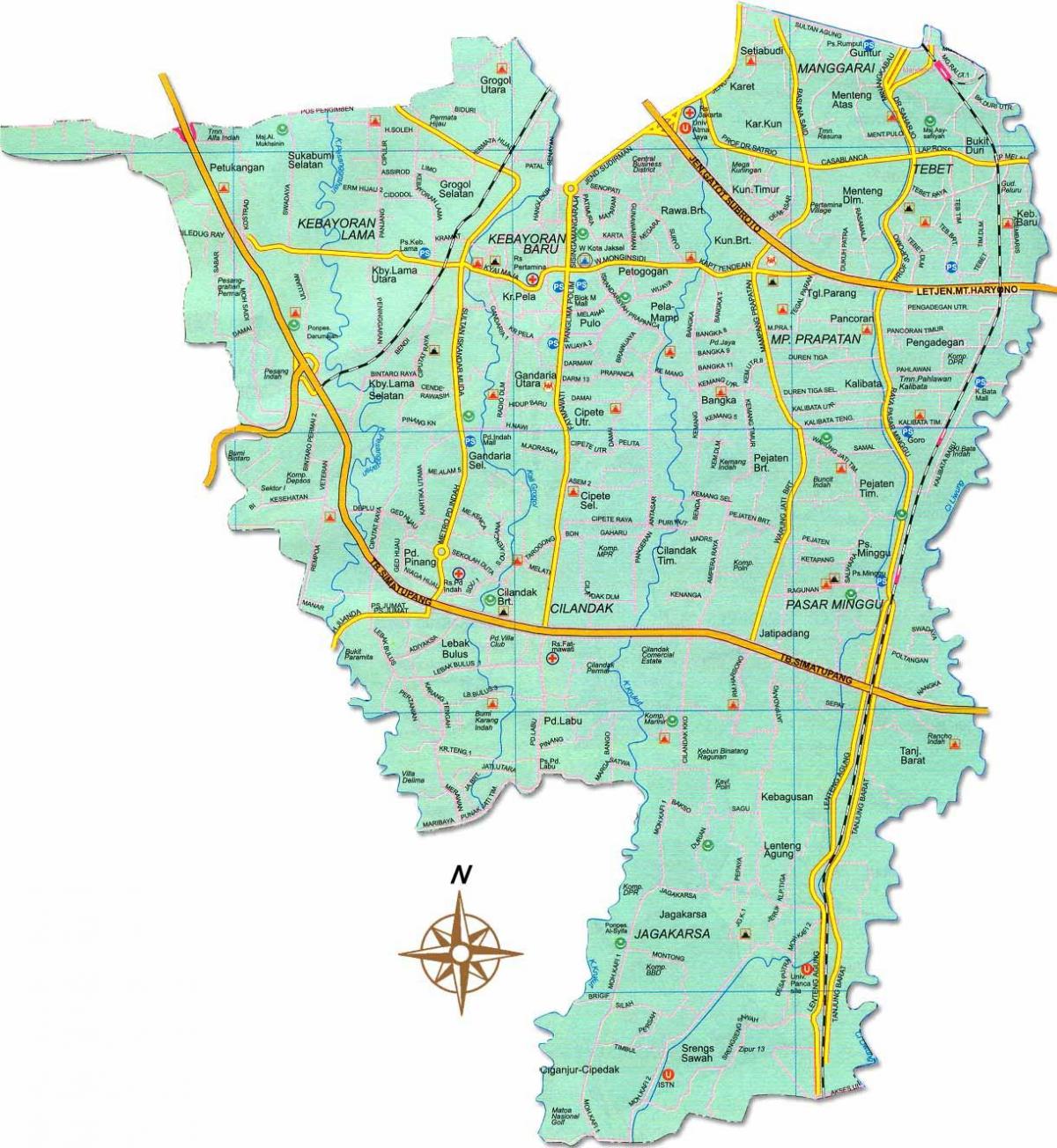 kaart van Jakarta selatan