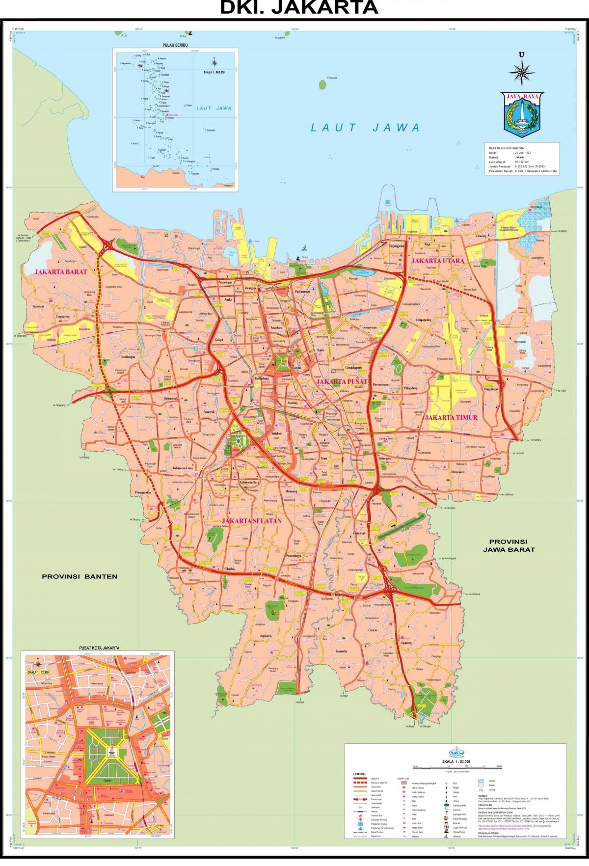 De stad Jakarta kaart