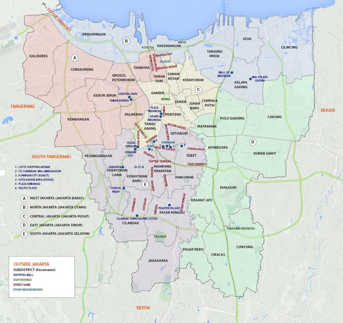 kaart van west-Jakarta