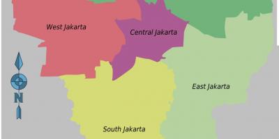 Kaart van Jakarta wijken